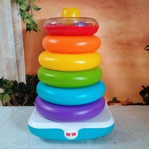Fisher-Price Giant ~14” Rainbow Rock-a-Stack Baby Developmental Learning Toy